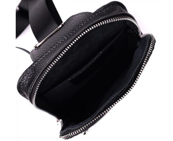 Купить Прямоугольная сумка бананка из качественной натуральной кожи GRANDE PELLE 22877 Черный, фото , изображение 8, характеристики, отзывы