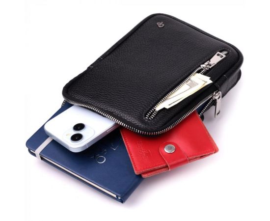 Купить Прямоугольная сумка бананка из качественной натуральной кожи GRANDE PELLE 22877 Черный, фото , изображение 9, характеристики, отзывы