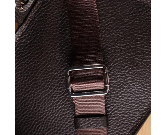 Купить Прямоугольная сумка бананка из зернистой натуральной кожи GRANDE PELLE 22878 Коричневая, фото , изображение 11, характеристики, отзывы