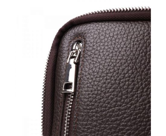 Купить Прямоугольная сумка бананка из зернистой натуральной кожи GRANDE PELLE 22878 Коричневая, фото , изображение 6, характеристики, отзывы