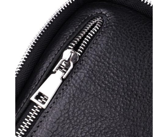 Купить Мужская прямоугольная сумка бананка из зернистой натуральной кожи GRANDE PELLE 22879 Черный, фото , изображение 8, характеристики, отзывы