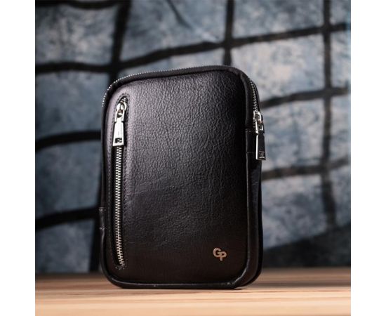 Купить Мужская прямоугольная сумка бананка из зернистой натуральной кожи GRANDE PELLE 22879 Черный, фото , изображение 10, характеристики, отзывы