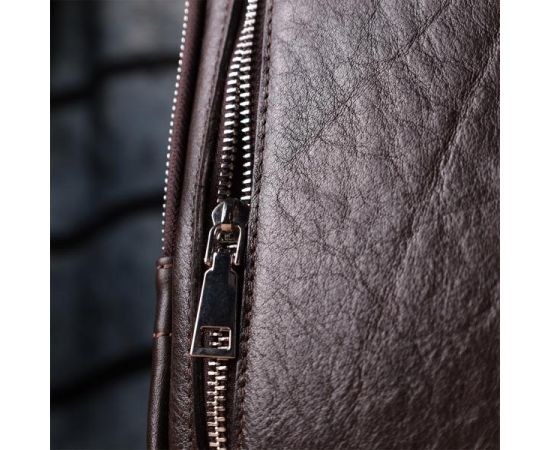 Купить Мужская прямоугольная сумка бананка из гладкой натуральной кожи GRANDE PELLE 22880 Коричневый, фото , изображение 12, характеристики, отзывы