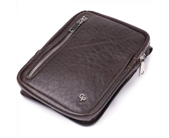 Купить Мужская прямоугольная сумка бананка из гладкой натуральной кожи GRANDE PELLE 22880 Коричневый, фото , изображение 6, характеристики, отзывы