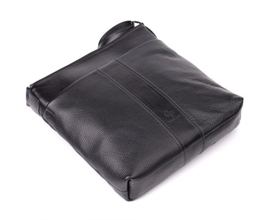 Купить Красивая сумка через плечо для мужчин из натуральной кожи GRANDE PELLE 22883 Черная, фото , изображение 5, характеристики, отзывы