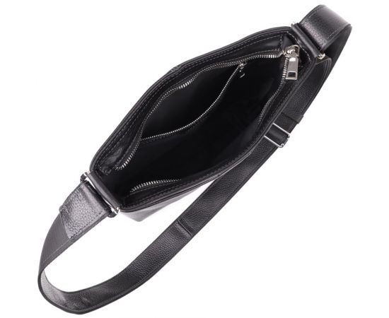 Купить Красивая сумка через плечо для мужчин из натуральной кожи GRANDE PELLE 22883 Черная, фото , изображение 7, характеристики, отзывы