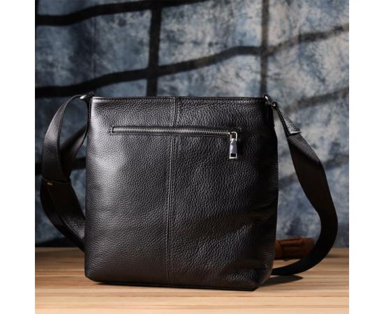 Купить Красивая сумка через плечо для мужчин из натуральной кожи GRANDE PELLE 22883 Черная, фото , изображение 10, характеристики, отзывы