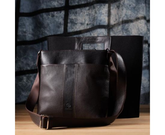 Купить Стильная сумка через плечо для мужчин из натуральной кожи GRANDE PELLE 22884 Коричневый, фото , изображение 11, характеристики, отзывы