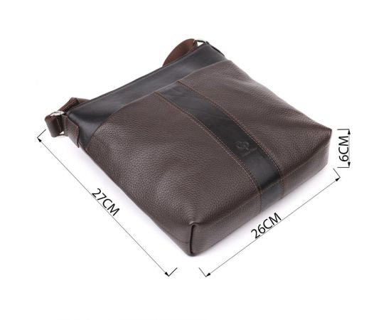 Купить Стильная сумка через плечо для мужчин из натуральной кожи GRANDE PELLE 22884 Коричневый, фото , изображение 3, характеристики, отзывы