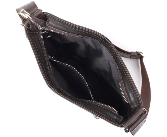 Купить Стильная сумка через плечо для мужчин из натуральной кожи GRANDE PELLE 22884 Коричневый, фото , изображение 7, характеристики, отзывы