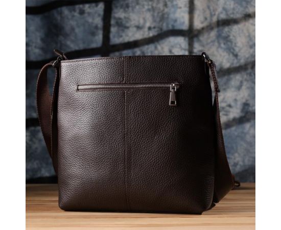 Купить Стильная сумка через плечо для мужчин из натуральной кожи GRANDE PELLE 22884 Коричневый, фото , изображение 10, характеристики, отзывы