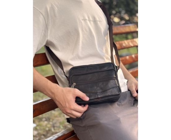 Купить Горизонтальная удобная сумка с ручкой для мужчин из натуральной кожи Vintage 22940 Коричневый, фото , изображение 12, характеристики, отзывы