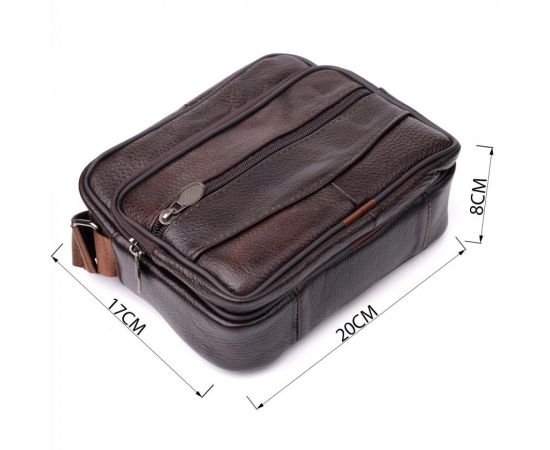 Купить Горизонтальная удобная сумка с ручкой для мужчин из натуральной кожи Vintage 22940 Коричневый, фото , изображение 3, характеристики, отзывы