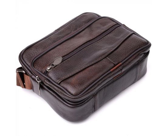 Купить Горизонтальная удобная сумка с ручкой для мужчин из натуральной кожи Vintage 22940 Коричневый, фото , изображение 5, характеристики, отзывы