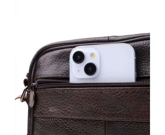 Купить Горизонтальная удобная сумка с ручкой для мужчин из натуральной кожи Vintage 22940 Коричневый, фото , изображение 7, характеристики, отзывы