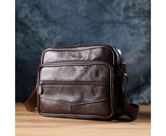 Купить Горизонтальная удобная сумка с ручкой для мужчин из натуральной кожи Vintage 22940 Коричневый, фото , изображение 9, характеристики, отзывы