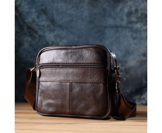 Купить Горизонтальная удобная сумка с ручкой для мужчин из натуральной кожи Vintage 22940 Коричневый, фото , изображение 10, характеристики, отзывы