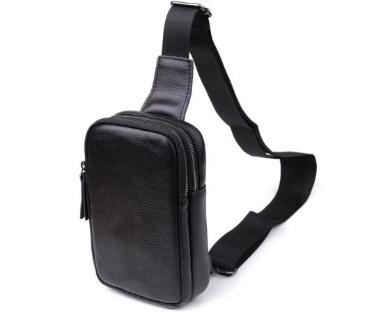 Купить Сумка-слинг для мужчин из натуральной кожи Vintage 22955 Черный, фото , характеристики, отзывы