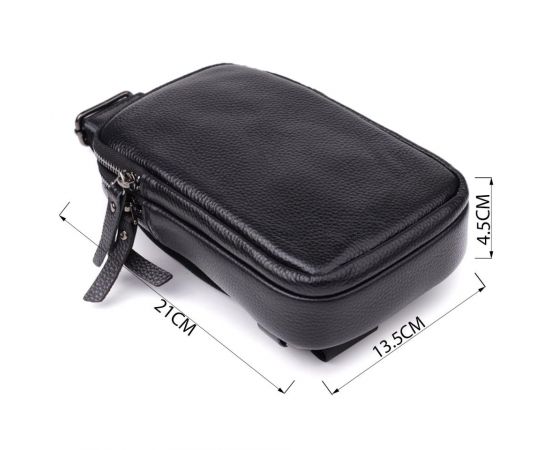 Купить Сумка-слинг для мужчин из натуральной кожи Vintage 22955 Черный, фото , изображение 3, характеристики, отзывы