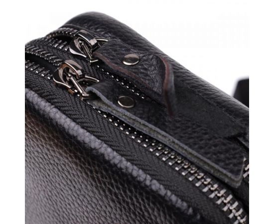 Купить Сумка-слинг для мужчин из натуральной кожи Vintage 22955 Черный, фото , изображение 6, характеристики, отзывы