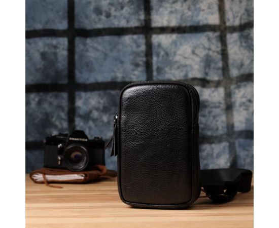 Купить Сумка-слинг для мужчин из натуральной кожи Vintage 22955 Черный, фото , изображение 9, характеристики, отзывы