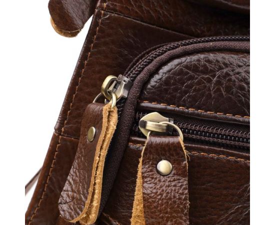 Купить Сумка для мужчин с большим количеством карманов из натуральной кожи Vintage 22956 Коричневый, фото , изображение 5, характеристики, отзывы