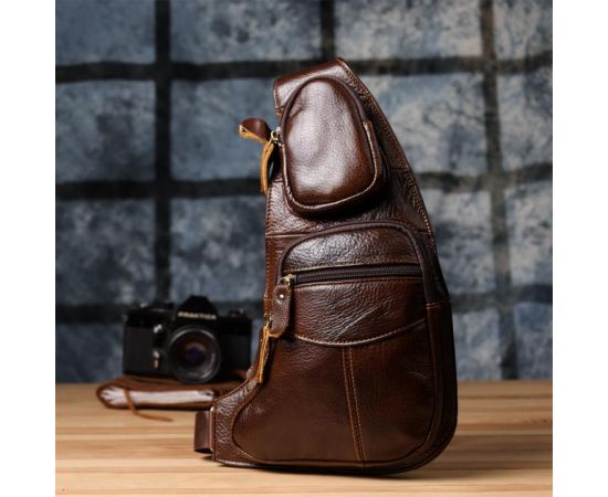 Купить Сумка для мужчин с большим количеством карманов из натуральной кожи Vintage 22956 Коричневый, фото , изображение 9, характеристики, отзывы