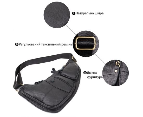 Купить Сумка для мужчин с большим количеством карманов из натуральной кожи Vintage 22957 Черный, фото , изображение 4, характеристики, отзывы