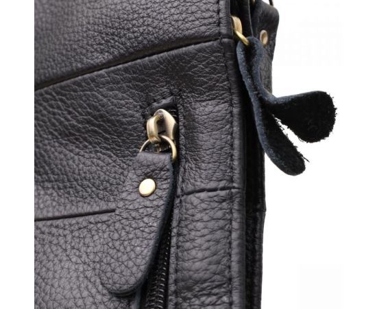 Купить Сумка для мужчин с большим количеством карманов из натуральной кожи Vintage 22957 Черный, фото , изображение 5, характеристики, отзывы