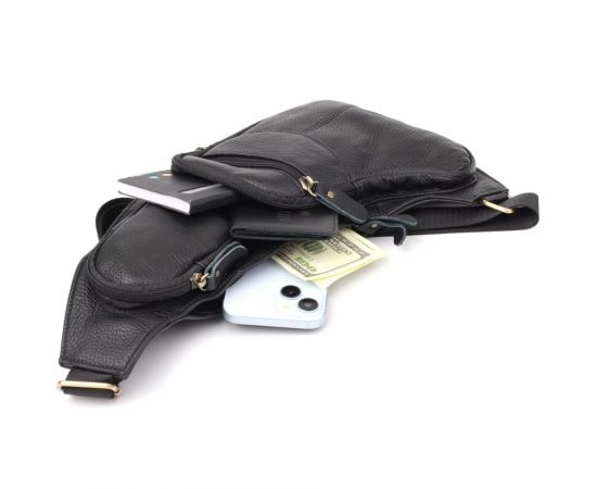 Купить Сумка для мужчин с большим количеством карманов из натуральной кожи Vintage 22957 Черный, фото , изображение 7, характеристики, отзывы