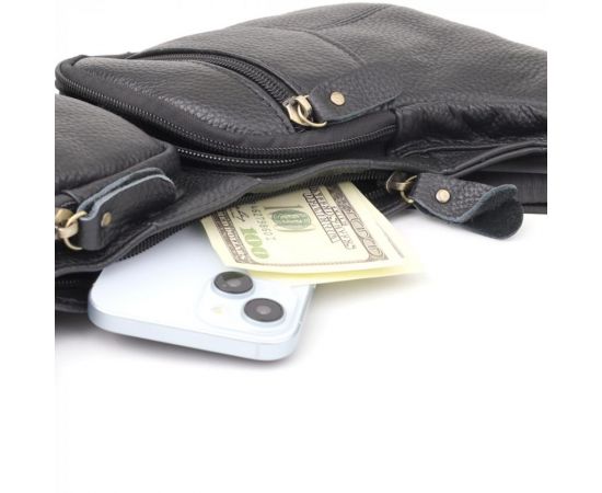 Купить Сумка для мужчин с большим количеством карманов из натуральной кожи Vintage 22957 Черный, фото , изображение 8, характеристики, отзывы