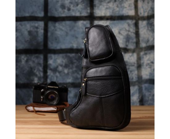 Купить Сумка для мужчин с большим количеством карманов из натуральной кожи Vintage 22957 Черный, фото , изображение 9, характеристики, отзывы