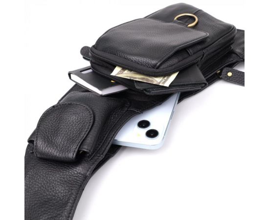 Придбати Сумка через плечо из натуральной кожи Vintage 22958 Черный, image , зображення 8, характеристики, відгуки