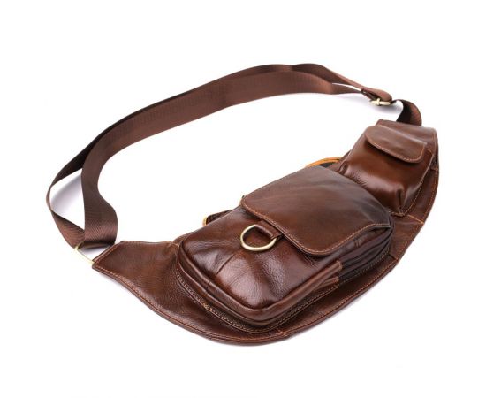 Купить Мужская сумка через плечо из натуральной кожи Vintage 22959 Коричневый, фото , изображение 5, характеристики, отзывы