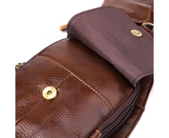 Купить Мужская сумка через плечо из натуральной кожи Vintage 22959 Коричневый, фото , изображение 6, характеристики, отзывы