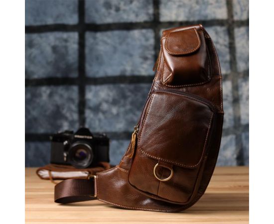 Купить Мужская сумка через плечо из натуральной кожи Vintage 22959 Коричневый, фото , изображение 9, характеристики, отзывы