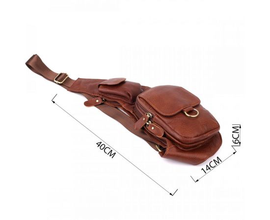 Купить Мужская сумка через плечо из натуральной кожи Vintage 22960 Коричневый, фото , изображение 4, характеристики, отзывы