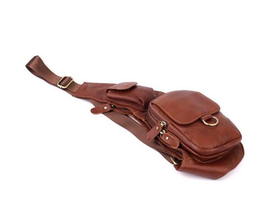 Купить Мужская сумка через плечо из натуральной кожи Vintage 22960 Коричневый, фото , изображение 6, характеристики, отзывы