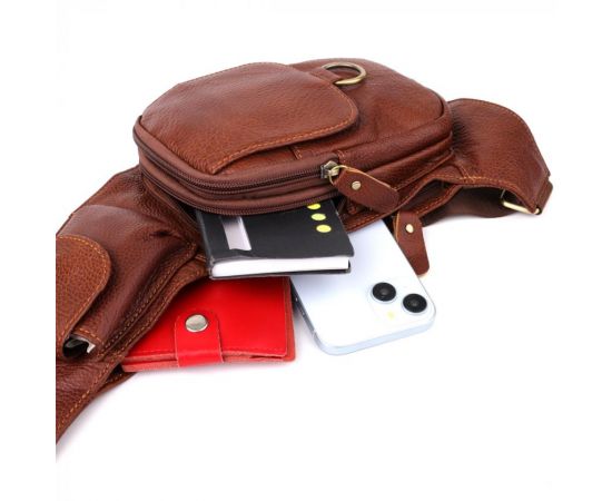 Купить Мужская сумка через плечо из натуральной кожи Vintage 22960 Коричневый, фото , изображение 9, характеристики, отзывы