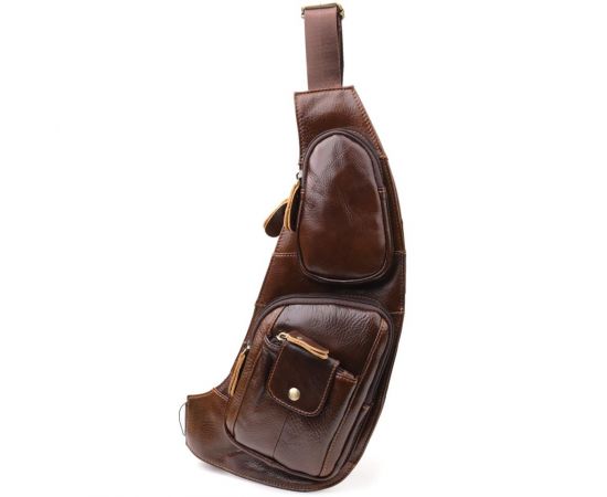 Купить Мужская сумка с большим количеством карманов из натуральной кожи Vintage 22962 Коричневый, фото , характеристики, отзывы