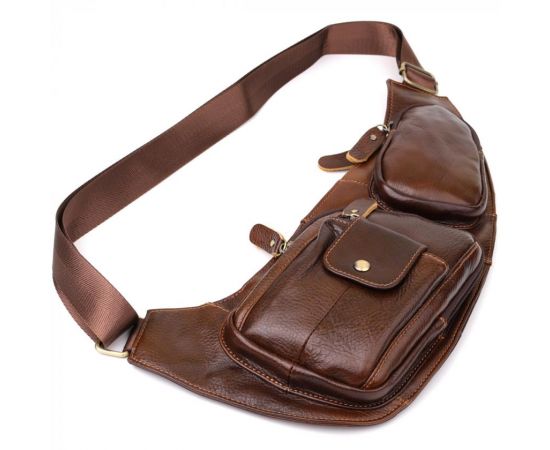 Купить Мужская сумка с большим количеством карманов из натуральной кожи Vintage 22962 Коричневый, фото , изображение 6, характеристики, отзывы