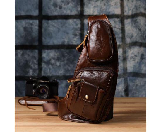 Купить Мужская сумка с большим количеством карманов из натуральной кожи Vintage 22962 Коричневый, фото , изображение 9, характеристики, отзывы