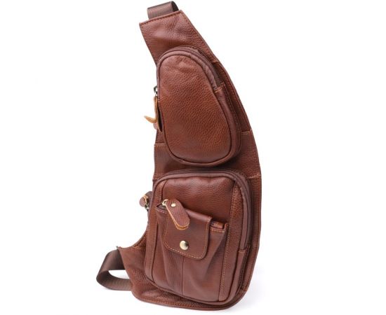 Купить Мужская сумка с большим количеством карманов из натуральной кожи Vintage 22963 Коричневый, фото , характеристики, отзывы
