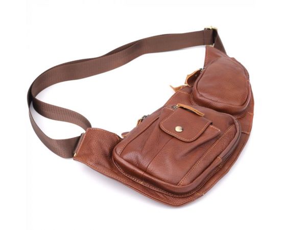 Купить Мужская сумка с большим количеством карманов из натуральной кожи Vintage 22963 Коричневый, фото , изображение 5, характеристики, отзывы
