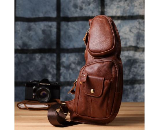 Купить Мужская сумка с большим количеством карманов из натуральной кожи Vintage 22963 Коричневый, фото , изображение 9, характеристики, отзывы