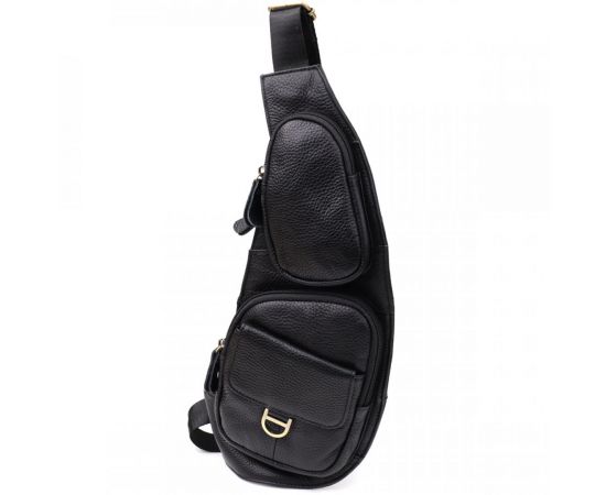 Купить Мужская сумка через плечо из зернистой натуральной кожи Vintage 22964 Черный, фото , характеристики, отзывы
