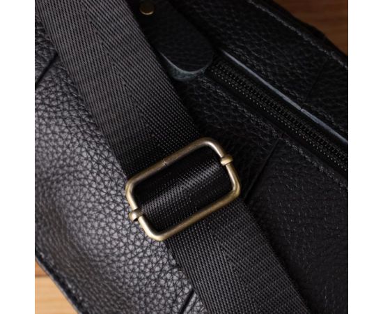 Купить Мужская сумка через плечо из зернистой натуральной кожи Vintage 22964 Черный, фото , изображение 11, характеристики, отзывы