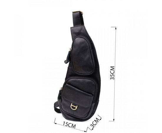 Купить Мужская сумка через плечо из зернистой натуральной кожи Vintage 22964 Черный, фото , изображение 3, характеристики, отзывы