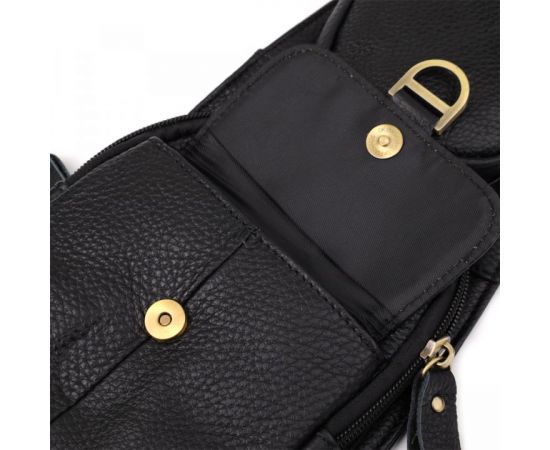 Купить Мужская сумка через плечо из зернистой натуральной кожи Vintage 22964 Черный, фото , изображение 5, характеристики, отзывы