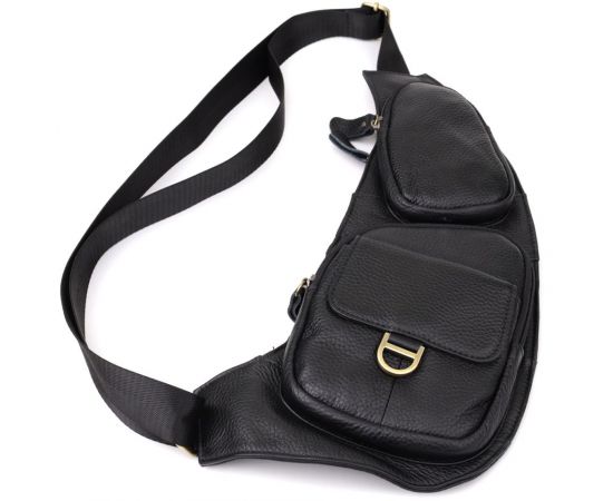 Купить Мужская сумка через плечо из зернистой натуральной кожи Vintage 22964 Черный, фото , изображение 6, характеристики, отзывы